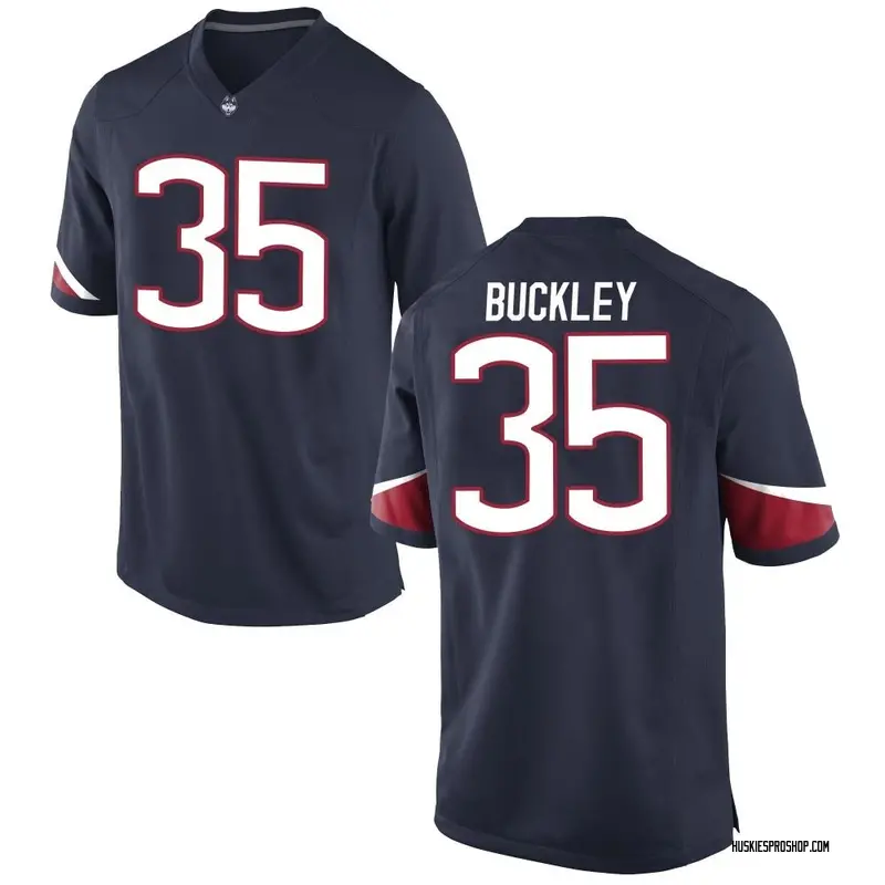 Game Men's Drew Buckley UConn Huskies Navy Football College Jersey